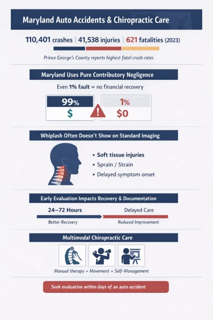 An infographic showing stats about car accidents in Maryland.